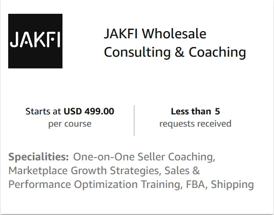 JAKFI Wholesale Consulting and Coaching listing on Amazon's Service Provider Network